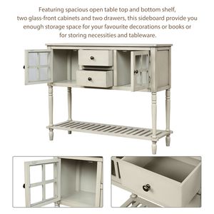 Farmhouse Wood/Glass <b>Console</b> <b>Table</b> with Bottom Shelf Buffet <b>Storage</b> Cabinet for Living Room Sideboard in Modern Style - Product Image 4