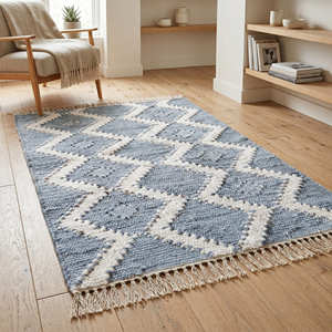 Alfombra Kilim Negra para Baño, Antideslizante, 5x10, Tejida a Mano, con Patrón Chevron, para Comedor, de Algodón - Product Image 5