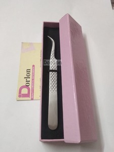 Pince à épiler en fibre en forme de L à 45 degrés pour extensions de cils, pointe droite et volume, marque privée - Product Image 3