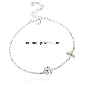 925 Sterling <b>Silver</b> Daisy Flower Link <b>Bracelet</b> <b>Adjustable</b> Chain <b>Bracelet</b> for Women Gift Party Jewelry - Product Image 1