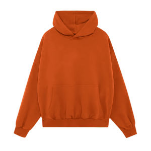 Sweat-shirt à capuche uni orange pour homme, manches régulières, en molleton français tricoté, pour l'automne - Product Image 1