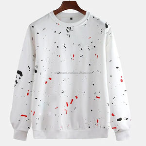 Sweatshirts à col rond unis avec logo personnalisé pour hommes Sweat-shirt à col rond de haute qualité délavé à l'acide pour la vente en ligne - Product Image 1