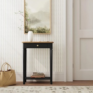 <b>Small</b> Two Tone Modern Iron Console Table Black Finish with Single <b>Drawer</b> and Bottom Shelf for Entryway and Hotel Use - Product Image 2