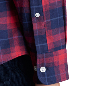 Chemise décontractée à manches longues pour homme en flanelle tissée teinte, 100 % coton brossé, boutonnée, col rabattu - Product Image 5
