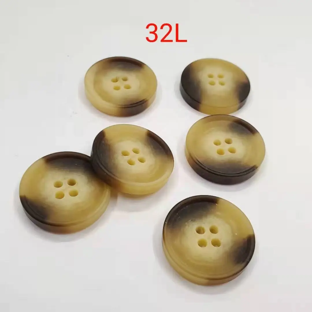 32L Black and Brown Resin Buttons 4 Holes Sewing on Button for Suit Coat