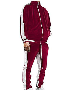 ชุดวอร์มผู้ชายแบบสลิมฟิต เสื้อแจ็คเก็ต กางเกงขายาว ชุดกีฬา ดีไซน์แบบปะติดปะต่อ รับผลิตแบบ OEM แบรนด์ส่วนตัว - Product Image 3