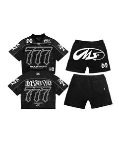 Ensemble de maillot de football américain personnalisé coupe ample en maille avec logo, numéro et lettres imprimés, short d'été, maillot de football rétro - Product Image 3