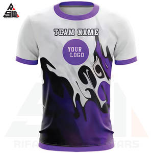 Camiseta de Fútbol Personalizada Extra Grande, 100% Poliéster, Impresión Digital, Manga Corta, Logotipo Personalizado Impreso, Color Blanco y Morado - Product Image 5