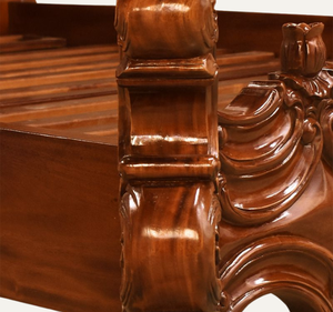 เตียงนอนไม้มะฮอกกานีแท้สไตล์ยุโรปคลาสสิกหรูหราขนาดคิงไซส์ แกะสลักด้วยมือ ทนทานและใช้งานได้หลากหลาย - Product Image 6