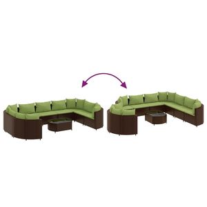 Set divano Patio in 10 pezzi marrone in Poly Rattan con cuscini mobili da esterno resistenti - Product Image 6