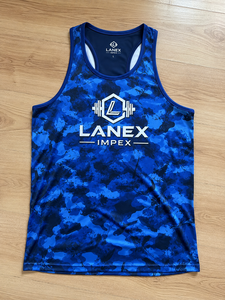 Custom Men's Blue Camo Gym Tank Top Sublimation Fitness Stringer Vest Bodybuilding Sleeveless Workout Training Sports Apparel - Product Image 6