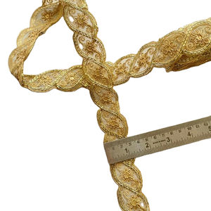 Cinta de Encaje Metálico 100% Poliéster con Bordado, Diseño Único, para Vestidos de Novia, Saris, Accesorios de Moda Suaves - Product Image 1