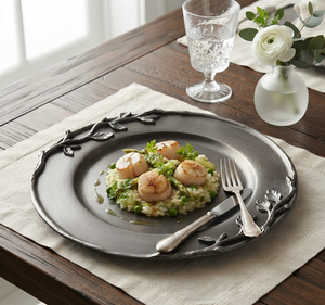 Assiettes de service rondes plaquées argent tendance, les plus vendues pour mariages, plats et salades - Product Image 2