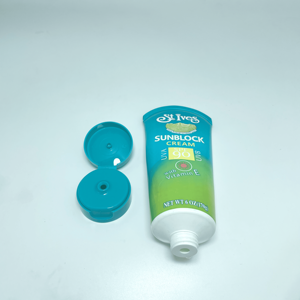 Tube en plastique PE OEM pour crème solaire avec un design exceptionnel, extrémité incurvée en arc, bouchon à rabat coloré - Product Image 1