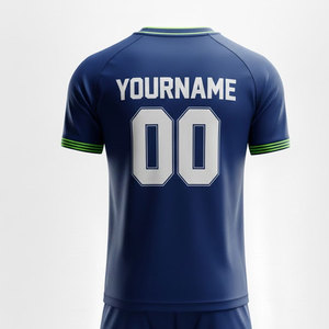 Conjunto de Uniforme de Fútbol Sublimado Personalizado, Azul, Morado y Verde Camuflaje, Cuello en V, Manga Corta, Absorbe la Humedad, Unisex para Adultos - Product Image 6