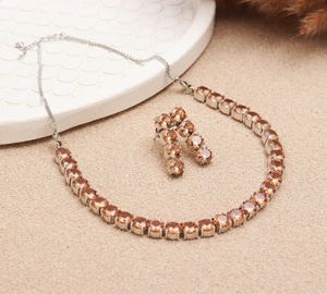 Wholesale Price Elegant Citrine Jewelry Set White Gold Plated <b>Statement</b> <b>Necklace</b> for Women Wedding Jewellery - Product Image 1