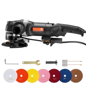 Lucidatrice a umido da 800W, smerigliatrice per cemento da 4 pollici con 6 velocità variabili e 7 kit di lucidatura per marmo e granito - Product Image 1