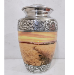 Urne funéraire en métal gravée avec photo, pour adultes, cendres humaines, style européen/américain, en laiton/aluminium, pour le stockage - Product Image 1