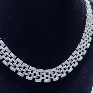 White Gold Plated <b>Cuban</b> <b>Link</b> Moissanite <b>Chain</b> Pass Diamond Tester Round Brilliant Cut 925 <b>Silver</b> Fine <b>Chain</b> Jewelry - Product Image 3