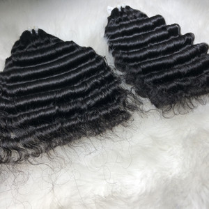 En Stock Fabricant Vietnamien 100% Doux Et Soyeux De Haute Qualité Cheveux Bruts Noir Vague Profonde Double Drawn Bundles De Qhair - Product Image 5