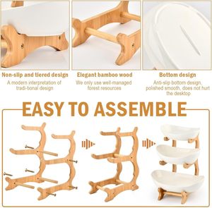 Juego de Recipientes de Bambú de 3 Niveles con Logotipo Personalizado, Soporte de Madera de Bambú, Bandeja Ovalada para Servir, Conservación de Frescura, Cocina, Restaurante - Product Image 4