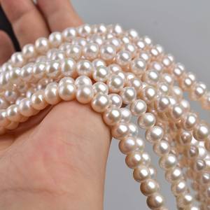 Collar de Perlas de Agua Dulce Naturales de 7-8 mm, Casi sin Núcleo, Cuentas Semiterminadas para Joyería Hecha a Mano, Perlas Sueltas Dispersas - Product Image 1