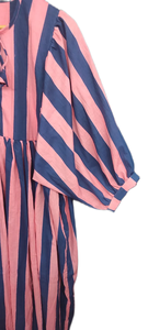 Vestido de Verano Hecho a Mano 100% Algodón Estilo Bohemio para Mujer |   Vestido Maxi con Mangas Abullonadas y Estampado de Rayas al por Mayor - Product Image 3