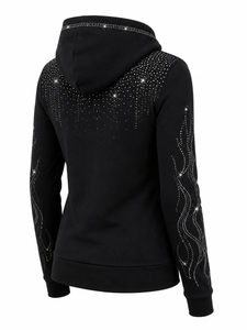 Women's Trendy <b>Rhinestone</b> Hoodie Sparkling Crystal Hooded Sweatshirt Long Sleeve Casual <b>Jacket</b> for Women <b>Rhinestone</b> Hoodie - Product Image 3