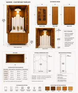 New Vision Premium Durable Wooden Home Temple <b>Mandir</b> Storage Drawers LED Lighting Modern Polished Metal Hanging Pooja Home - Product Image 5