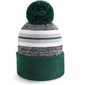 Gorro de Punto Acrílico con Logo Personalizado, Gorro Deportivo con Pompón y Puño, Diseño a Rayas, Bordado, Gorro Deportivo Acrílico - Product Image 3