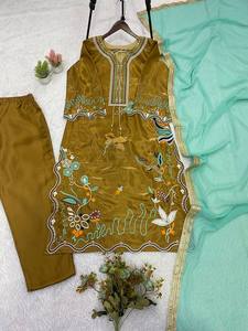 TENNECY Women's Glass Roman WithBeautiful Embroidered <b>Top</b>, Pant With Dupatta Set - Product Image 6