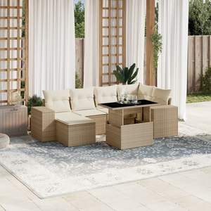 Set Divano da Giardino Beige e Bianco Crema - Product Image 1