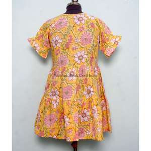 Vestido Corto Tipo A para Mujer, Cómodo, Formal, para Viaje, Ecológico, Cintura Natural, 100% Algodón, Estampado Floral Digital - Product Image 6