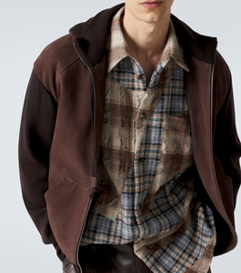 Chaqueta Bomber con Capucha de Gamuza Marrón para Hombre, con Cierre de Cremallera y Mangas Tejidas, Ropa Casual de Otoño, Diseño Casual Elegante - Product Image 3