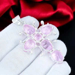 Colgante de cruz bohemia hecho a mano con circonita rosa en engaste de bisel de plata de ley 925, joyería para mujer, regalos de amor y boda - Product Image 6