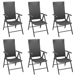 Set da pranzo con Patio in Poly Rattan nero 7 pezzi elegante mobili da esterno - Product Image 4