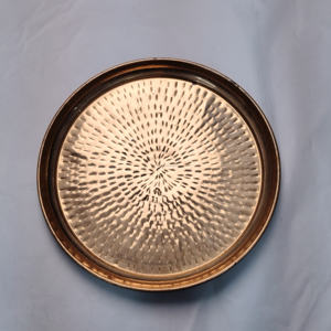 Plateau de service rond de luxe en cuivre martelé à la main, assiette de présentation décorative en métal pour événements de mariage et décoration de table à domicile - Product Image 2