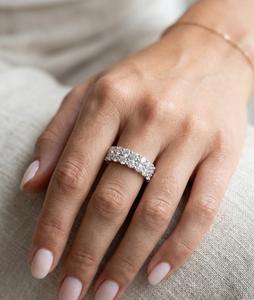 Anillo de Diamantes de Dos Filas de Plata de Ley 925 y Oro de 14K, Anillo de Eternidad con Diamante Cultivado en Laboratorio de 1.50ct, Anillo de Boda o Aniversario para Mujer - Product Image 4