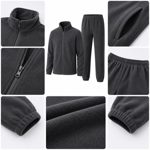 <b>Zip</b>-<b>up</b> fleece suit premium soft thermal fabric comfortable fit for winter outdoor wear stylish durable cozy man tracksuit - Product Image 5