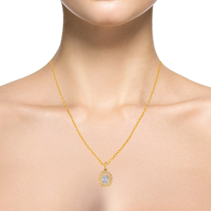 Pendentif en or jaune avec diamant rond taille brillant cultivé en laboratoire, style classique, pour femme, à porter au quotidien - Product Image 4