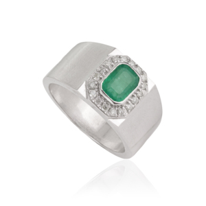 Wholesale Custom Design 925 Sterling <b>Silver</b> <b>Emerald</b> & Halo Diamonds Handmade Unisex Fine <b>Ring</b> Jewelry - Product Image 3