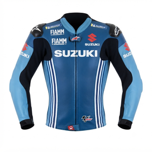 Men’s Zuzuki Cowhide Leather <b>Racing</b> <b>Jacket</b>/Chaqueta MotoCP Style CE Level 2 Armor Motorcycle Track Riding Protective Gear CE - Product Image 1