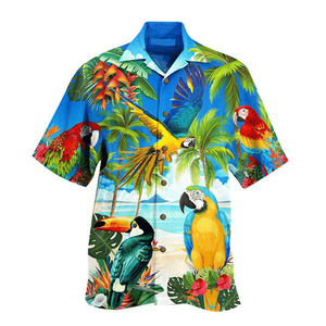 เสื้อเชิ้ตชายหาดแขนสั้นผ้าทวิลล์ระบายอากาศได้ดี พิมพ์ลายดอกไม้ฮาวาย สไตล์ลำลองสำหรับวันหยุดฤดูร้อน น้ำหนักเบา - Product Image 2