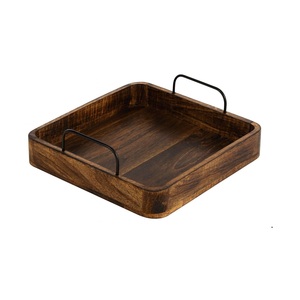 Bandeja de Servir Cuadrada de Madera Hecha a Mano para Té, Café, Bebidas, Desayuno y Aperitivos para el Hogar y la Cocina - Product Image 1