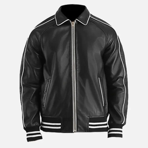 chaqueta de cuero |    Chaqueta de Cuero y Lana para Hombre con Bordado de Fraternidad, Chaqueta Universitaria Personalizable con Letras Bordadas - Product Image 3