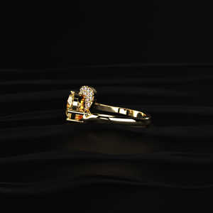 Anillo de compromiso único de moissanita amarilla en forma de pera de 2 quilates, oro de 18 quilates y platino, estilo diamante amarillo hecho a mano para mujer - Product Image 5