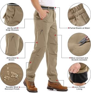 Pantalones Cargo Impermeables y Cortavientos para Hombre, 10000 mm, Poliéster y Nailon, Pantalones de Senderismo para Exteriores con Cierre de Cremallera, Color Beige - Product Image 3