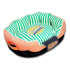 Ultra Plush Neutral Striped Designer <b>Dog</b> <b>Bed</b> Rounded Rectangular Pet <b>Bed</b> - Product Image 1