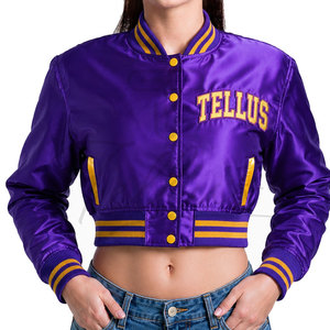 Producto más vendido: Chaqueta universitaria vintage de invierno para mujer, estilo crop, tipo Letterman, para damas. - Product Image 1