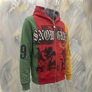 Sudadera con Capucha y Cierre de Cremallera para Hombre Snowgrace, Diseño Color Block, Estilo Urbano, Corte Holgado, Largo Regular, Ropa de Otoño - Product Image 2